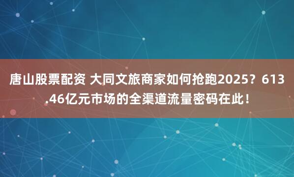 唐山股票配资 大同文旅商家如何抢跑2025？613.46亿元市场的全渠道流量密码在此！
